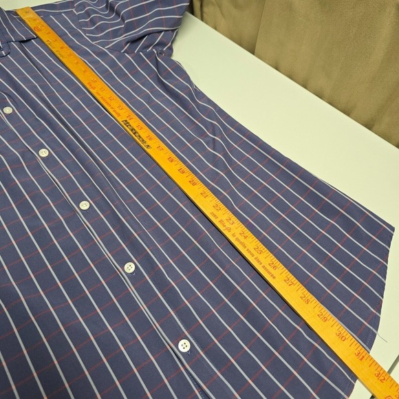 Mizzen Main Shirt Men XL Blue Check Leeward Button Up‎ Trim Fit Stretch Office - Picture 11 of 12